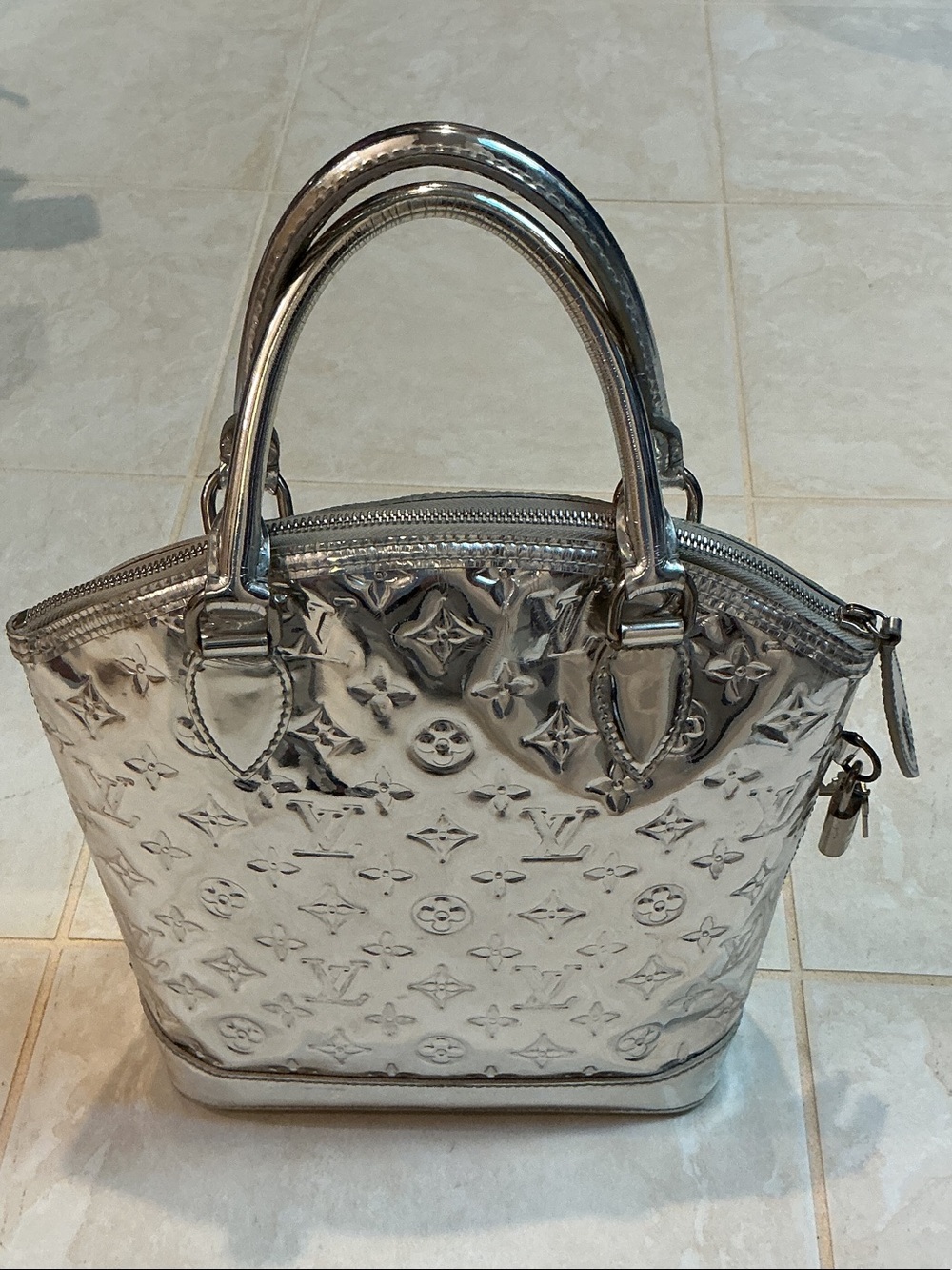 Louis Vuitton Metallic Silver Embossed Satchel